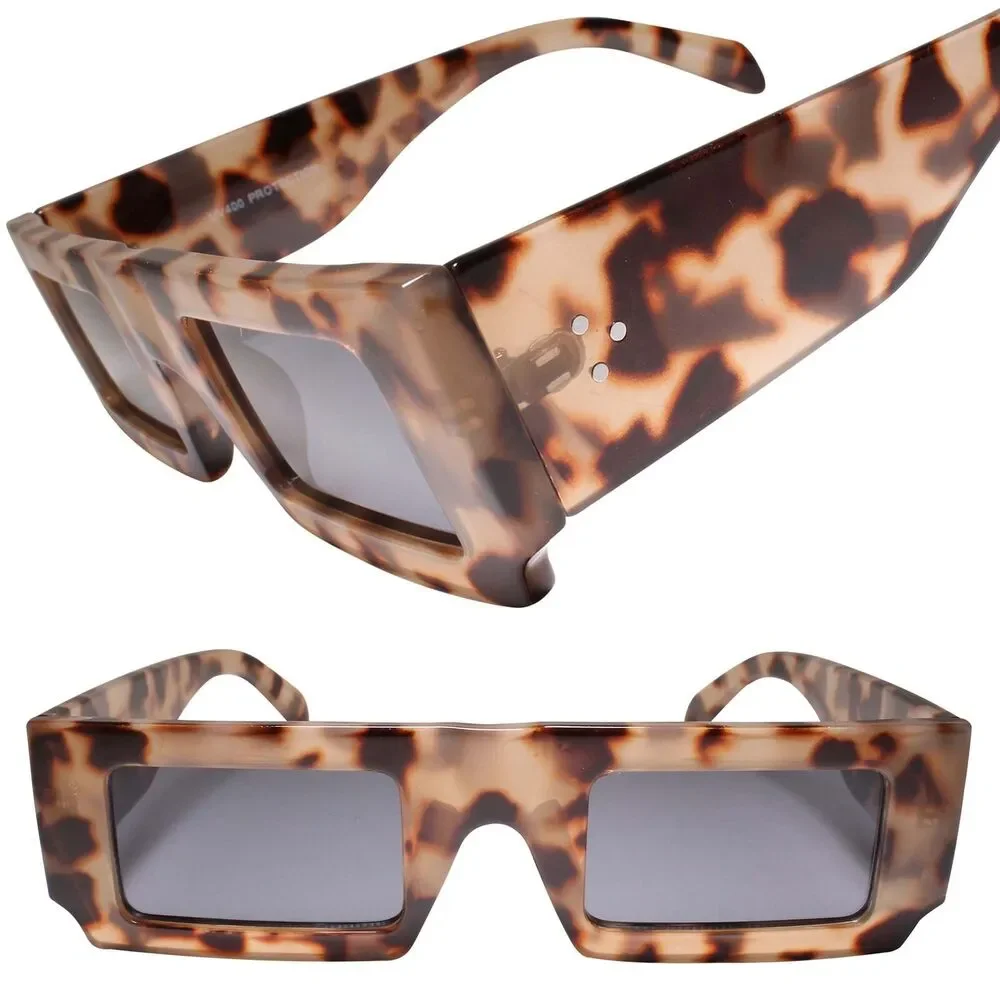 Tortoise Rectangular Thick Frame Sunglass Fusion of Classic and Street Style